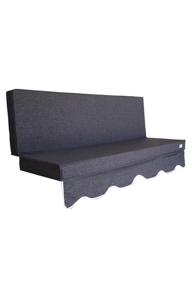 MİRZADE SAFİR KETEN KUMAŞ TENTESİZ 28 DNS SÜNGER  SALINCAK MİNDERİ-safir koyu gri - Resim 4