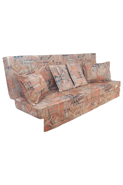 MİRZADE SAFİR KETEN KUMAŞ TENTESİZ 28 DNS SÜNGER  SALINCAK MİNDERİ-safir salıncak-kilim kiremit - Resim 2