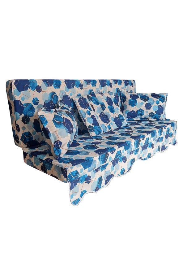 MİRZADE SOFA SOFT KUMAŞ TENTESİZ 28 DNS SÜNGER  SALINCAK MİNDERİ-sofa salıncak turkuaz altıgen - Resim 2