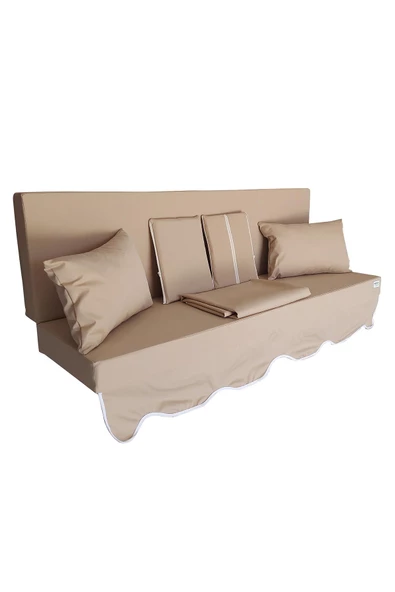 MİRZADE AQUA SALINCAK MİNDERİ SU GEÇİRMEZ KUMAŞ GRİ SÜNGER FERMUARLI SET-salıncak a.bej - Resim 2