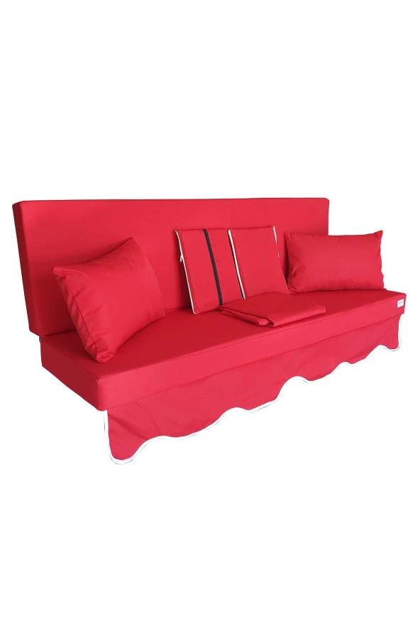 MİRZADE AQUA SALINCAK MİNDERİ SU GEÇİRMEZ KUMAŞ GRİ SÜNGER FERMUARLI SET-salıncak kırmızı - Resim 2