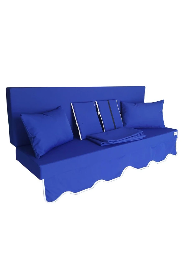 MİRZADE AQUA SALINCAK MİNDERİ SU GEÇİRMEZ KUMAŞ GRİ SÜNGER FERMUARLI SET-salıncak saks mavi - Resim 2