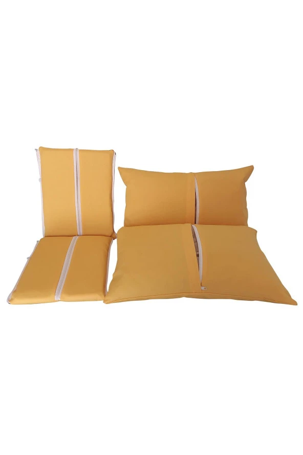 MİRZADE AQUA SALINCAK MİNDERİ SU GEÇİRMEZ KUMAŞ GRİ SÜNGER FERMUARLI SET-salıncak sarı - Resim 6