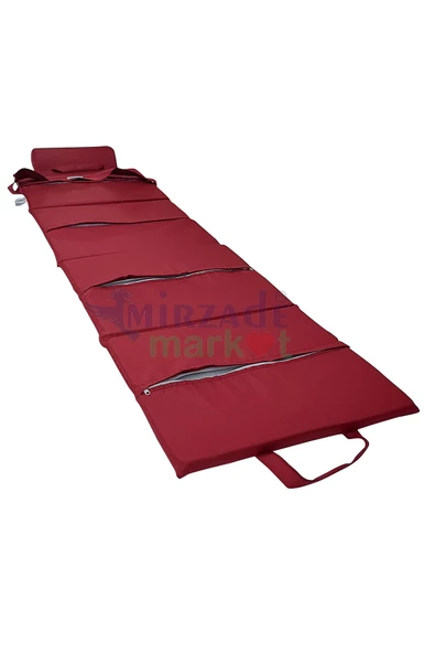 Mi̇rzade Lüks Plaj Mi̇nderi̇ Çanta Katlanir Su Geçi̇rmez-Bordo | Yastıklı, Fermuarlı, Çantalı Lüks Plaj Minderi – 50x180x3 cm - Resim 6