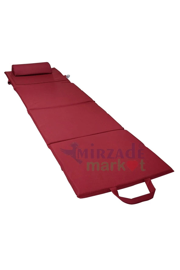 Mi̇rzade Lüks Plaj Mi̇nderi̇ Çanta Katlanir Su Geçi̇rmez-Bordo | Yastıklı, Fermuarlı, Çantalı Lüks Plaj Minderi – 50x180x3 cm - Resim 5
