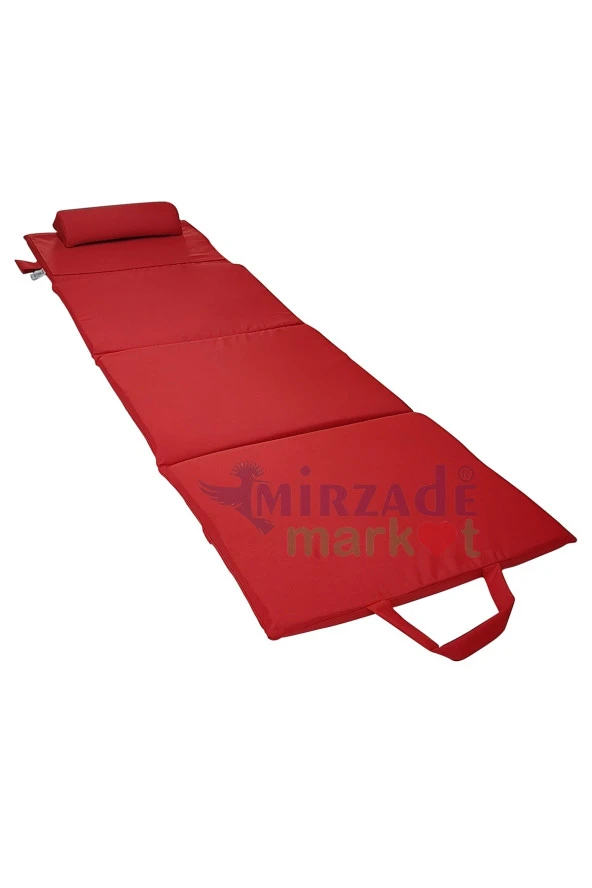 Mi̇rzade Lüks Plaj Mi̇nderi̇ Çanta Katlanir Su Geçi̇rmez-Kirmizi | Yastıklı, Fermuarlı, Çantalı Lüks Plaj Minderi – 50x180x3 cm - Resim 5