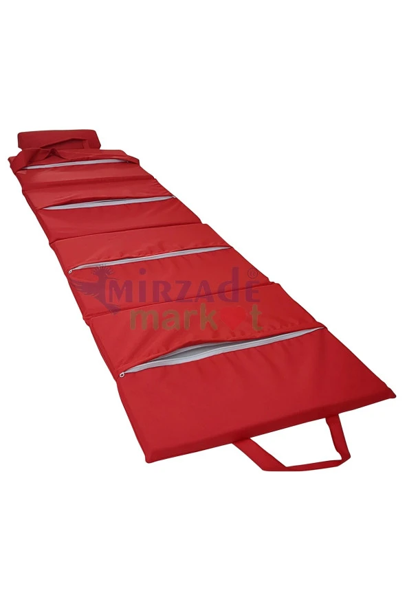 Mi̇rzade Lüks Plaj Mi̇nderi̇ Çanta Katlanir Su Geçi̇rmez-Kirmizi | Yastıklı, Fermuarlı, Çantalı Lüks Plaj Minderi – 50x180x3 cm - Resim 6
