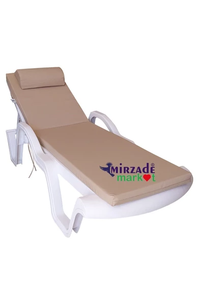 Mi̇rzade Şezlong Mi̇nderi̇ Lüks Su Geçi̇rmez Kumaş Yastikli Gri̇ Süngerli̇ Fermuarli-A. Bej | Yastıklı Lüks Şezlong Minderi – 5 cm Sünger - Resim 2