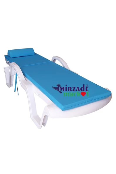 Mi̇rzade Şezlong Mi̇nderi̇ Lüks Su Geçi̇rmez Kumaş Yastikli Gri̇ Süngerli̇ Fermuarli-Turkuaz | Yastıklı Lüks Şezlong Minderi – 5 cm Sünger - Resim 3