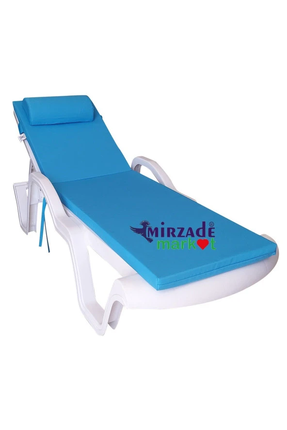 Mi̇rzade Şezlong Mi̇nderi̇ Lüks Su Geçi̇rmez Kumaş Yastikli Gri̇ Süngerli̇ Fermuarli-Turkuaz | Yastıklı Lüks Şezlong Minderi – 5 cm Sünger - Resim 2