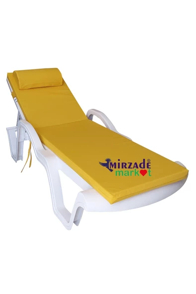 Mi̇rzade Şezlong Mi̇nderi̇ Lüks Su Geçi̇rmez Kumaş Yastikli Gri̇ Süngerli̇ Fermuarli-Sari | Yastıklı Lüks Şezlong Minderi – 5 cm Sünger - Resim 2