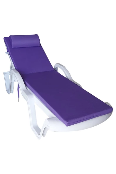 Mi̇rzade Şezlong Mi̇nderi̇ Lüks Su Geçi̇rmez Kumaş Yastikli Gri̇ Süngerli̇ Fermuarli-Mor | Yastıklı Lüks Şezlong Minderi – 5 cm Sünger - Resim 2