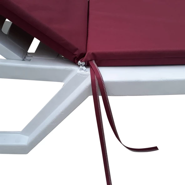 Mi̇rzade Şezlong Mi̇nderi̇ Lüks Su Geçi̇rmez Kumaş Yastikli Gri̇ Süngerli̇ Fermuarli-Bordo | Yastıklı Lüks Şezlong Minderi – 5 cm Sünger - Resim 3