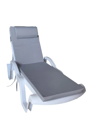 Mi̇rzade Şezlong Mi̇nderi̇ Lüks Su Geçi̇rmez Kumaş Yastikli Gri̇ Süngerli̇ Fermuarli-A.Gri̇ | Yastıklı Lüks Şezlong Minderi – 5 cm Sünger ürün görseli