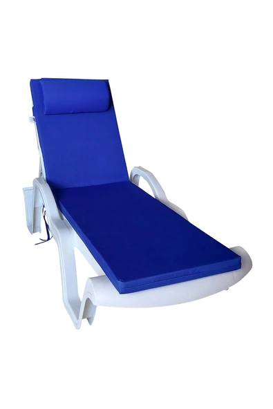 Mi̇rzade Şezlong Mi̇nderi̇ Lüks Su Geçi̇rmez Kumaş Yastikli Gri̇ Süngerli̇ Fermuarli-Saks Mavi̇ | Yastıklı Lüks Şezlong Minderi – 5 cm Sünger ürün görseli