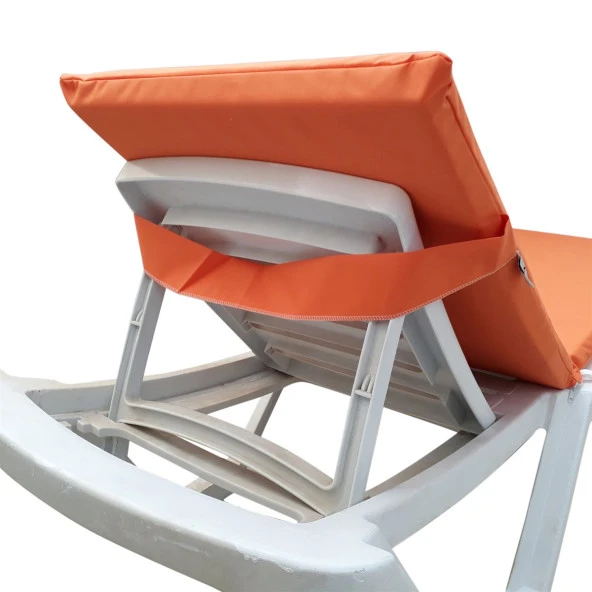 Mi̇rzade Şezlong Mi̇nderi̇ Lüks Su Geçi̇rmez Kumaş Yastikli Gri̇ Süngerli̇ Fermuarli-Turuncu | Yastıklı Lüks Şezlong Minderi – 5 cm Sünger - Resim 2