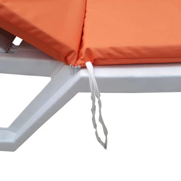 Mi̇rzade Şezlong Mi̇nderi̇ Lüks Su Geçi̇rmez Kumaş Yastikli Gri̇ Süngerli̇ Fermuarli-Turuncu | Yastıklı Lüks Şezlong Minderi – 5 cm Sünger - Resim 3