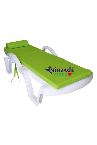 Mi̇rzade Şezlong Mi̇nderi̇ Lüks Su Geçi̇rmez Kumaş Yastikli Gri̇ Süngerli̇ Fermuarli-Fistik Yeşi̇l | Yastıklı Lüks Şezlong Minderi – 5 cm Sünger - Resim 3