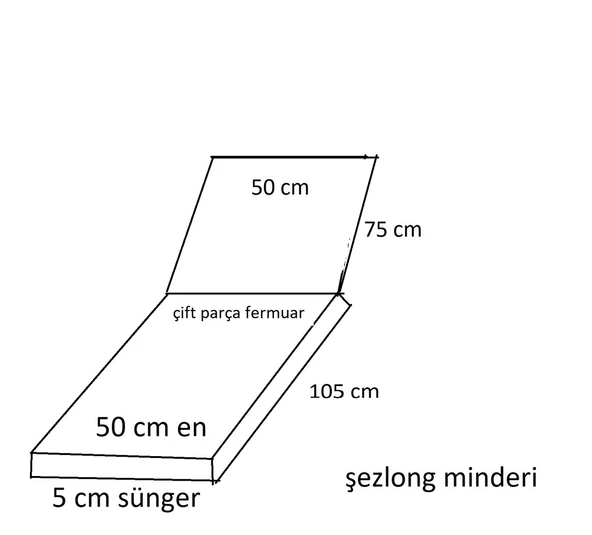 MİRZADE ŞEZLONG MİNDERİ LÜKS SU GEÇİRMEZ KUMAŞ YASTIKLI GRİ SÜNGERLİ FERMUARLI-KAHVE/KREM - 5