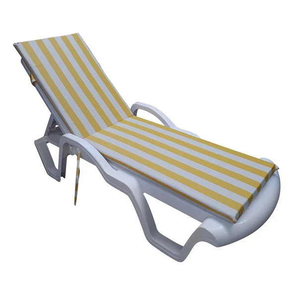 Mi̇rzade Şezlong Mi̇nderi̇ Lüks Su Geçi̇rmez Kumaş Yastikli Gri̇ Süngerli̇ Fermuarli-Sari Krem | Yastıklı Lüks Şezlong Minderi – 5 cm Sünger - 4