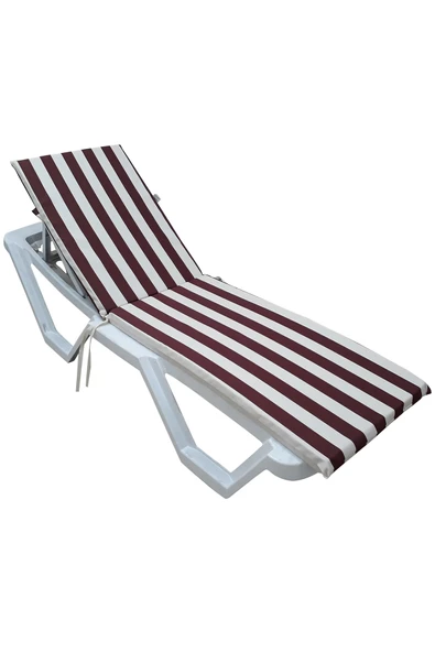 MİRZADE STANDART FERMUARLI ŞEZLONG MİNDERİ SU GEÇİRMEZ KUMAŞ-BORDO KREM ürün görseli