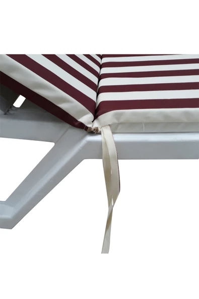 MİRZADE STANDART FERMUARLI ŞEZLONG MİNDERİ SU GEÇİRMEZ KUMAŞ-BORDO KREM - Resim 2