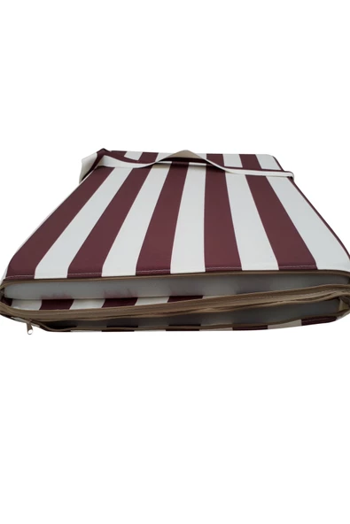 MİRZADE STANDART FERMUARLI ŞEZLONG MİNDERİ SU GEÇİRMEZ KUMAŞ-BORDO KREM - Resim 4