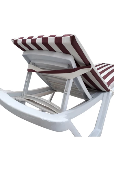 MİRZADE STANDART FERMUARLI ŞEZLONG MİNDERİ SU GEÇİRMEZ KUMAŞ-BORDO KREM - Resim 3