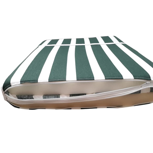 Şezlong Mi̇nderi̇ Medi̇an Pam./Pol. Kumaş Fermuarli-Yeşi̇l/Beyaz | Su Geçirmez Şezlong Minderi – 5 cm Sünger - Resim 3