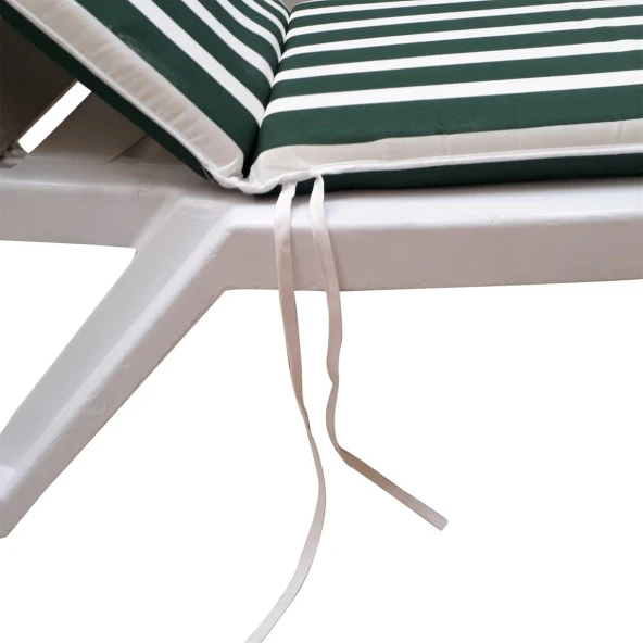 Şezlong Mi̇nderi̇ Medi̇an Pam./Pol. Kumaş Fermuarli-Yeşi̇l/Beyaz | Su Geçirmez Şezlong Minderi – 5 cm Sünger - Resim 2