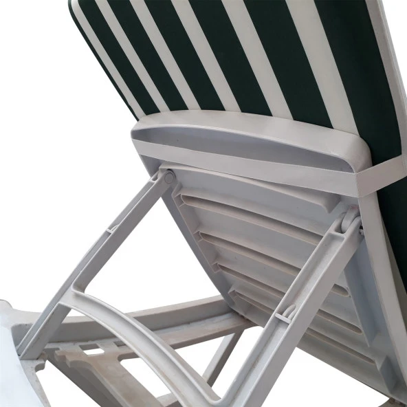 Şezlong Mi̇nderi̇ Medi̇an Pam./Pol. Kumaş Fermuarli-Yeşi̇l/Beyaz | Su Geçirmez Şezlong Minderi – 5 cm Sünger - Resim 4