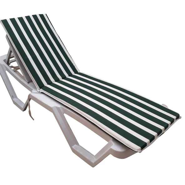 Şezlong Mi̇nderi̇ Medi̇an Pam./Pol. Kumaş Fermuarli-Yeşi̇l/Beyaz | Su Geçirmez Şezlong Minderi – 5 cm Sünger ürün görseli