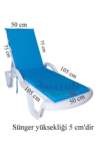 MİRZADE ŞEZLONG MİNDERİ STANDART  SU GEÇİRMEZ MALZEME-TURKUAZ - 4