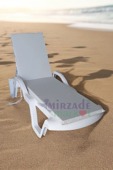 Mi̇rzade Şezlong Mi̇nderi̇ Standart Su Geçi̇rmez Malzeme-Açik Gri̇ | Su Geçirmez Şezlong Minderi – 5 cm Sünger ürün görseli