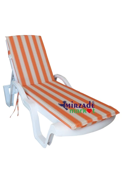 Mi̇rzade Şezlong Mi̇nderi̇ Standart Su Geçi̇rmez Malzeme-Karde Turuncu Krem | Su Geçirmez Şezlong Minderi – 5 cm Sünger