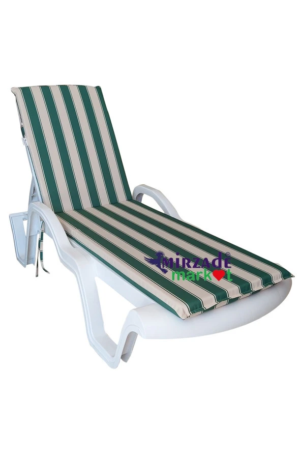 Mi̇rzade Şezlong Mi̇nderi̇ Standart Su Geçi̇rmez Malzeme-Karde Yeşi̇l Krem | Su Geçirmez Şezlong Minderi – 5 cm Sünger ürün görseli
