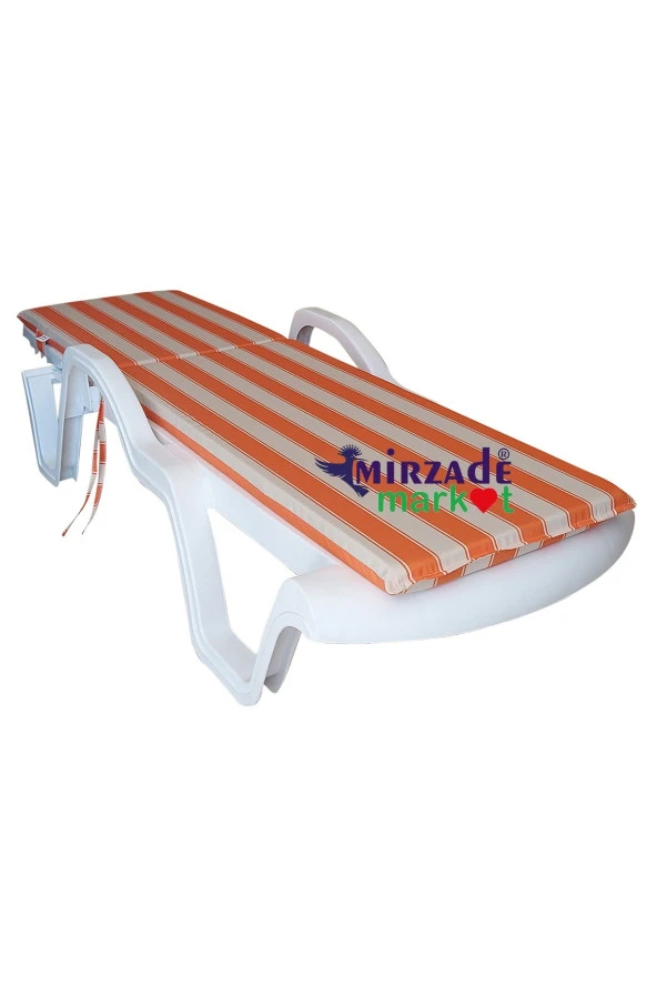 Mi̇rzade Şezlong Mi̇nderi̇ Standart Su Geçi̇rmez Malzeme-Karde Turuncu Krem | Su Geçirmez Şezlong Minderi – 5 cm Sünger - 2