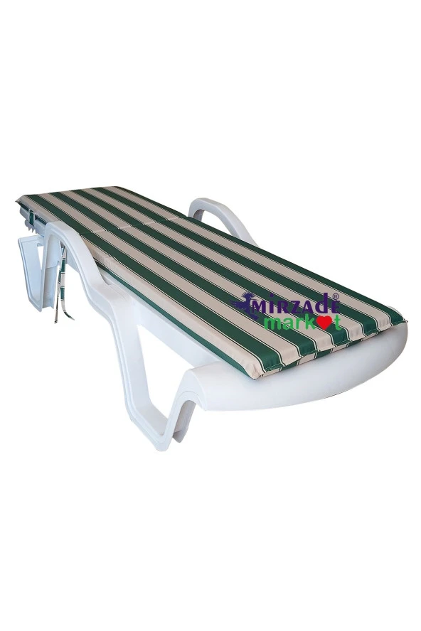 Mi̇rzade Şezlong Mi̇nderi̇ Standart Su Geçi̇rmez Malzeme-Karde Yeşi̇l Krem | Su Geçirmez Şezlong Minderi – 5 cm Sünger - Resim 3
