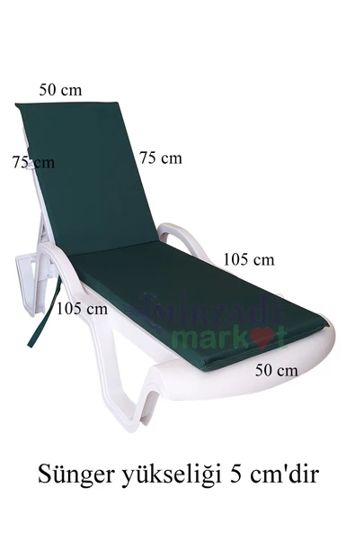 Mi̇rzade Şezlong Mi̇nderi̇ Standart Su Geçi̇rmez Malzeme-Koyu Yeşi̇l | Su Geçirmez Şezlong Minderi – 5 cm Sünger - Resim 4