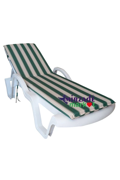 Mi̇rzade Şezlong Mi̇nderi̇ Standart Su Geçi̇rmez Malzeme-Karde Yeşi̇l Krem | Su Geçirmez Şezlong Minderi – 5 cm Sünger - Resim 2