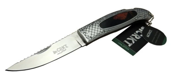 CRKT CR 0190 KHV Kamp Çakı 20 cm - Sedef &amp;amp; Metal İşlemeli Sap, Kılıflı, Kutulu