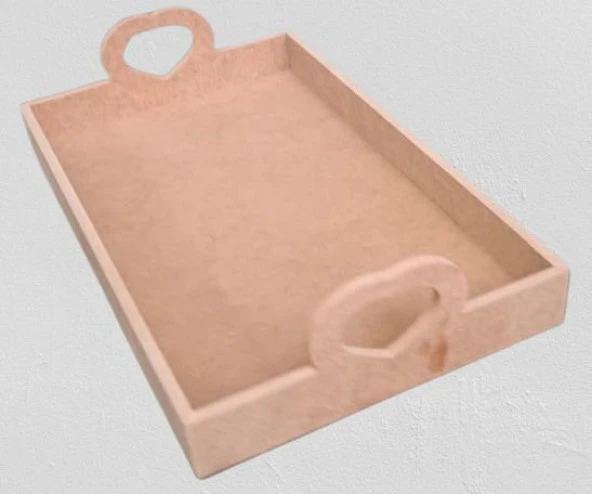 Hobi ERC 90367 MODEL Tepsi Kalp Kulplu Ahşap MDF HAM El Yapım - 2
