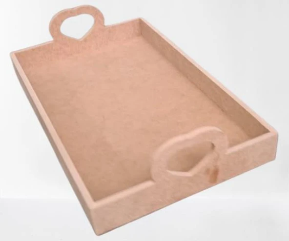 Hobi ERC 90367 MODEL Tepsi Kalp Kulplu Ahşap MDF HAM El Yapım - 3