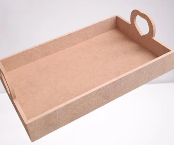 Hobi ERC 90367 MODEL Tepsi Kalp Kulplu Ahşap MDF HAM El Yapım - 4