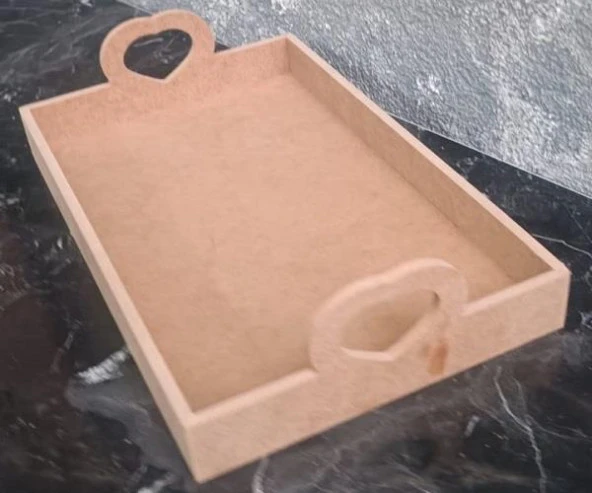Hobi ERC 90367 MODEL Tepsi Kalp Kulplu Ahşap MDF HAM El Yapım - 7