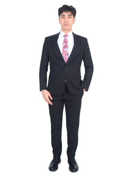 Erkek Sivri Yaka Takım Elbise - 6