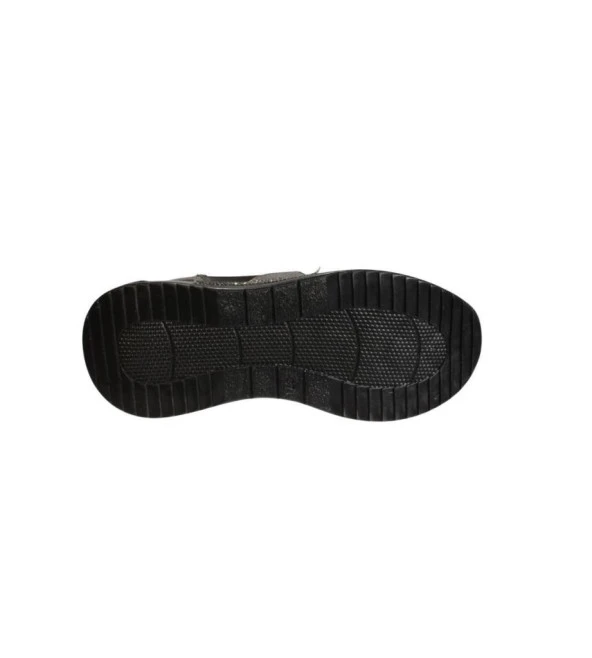 YAZKIŞ Kadın Siyah Streç Kumaş Üzeri Taşlı 4cm Kalın Comfort Taban Kenarları Platın Spor Ayakkabı - Resim 4