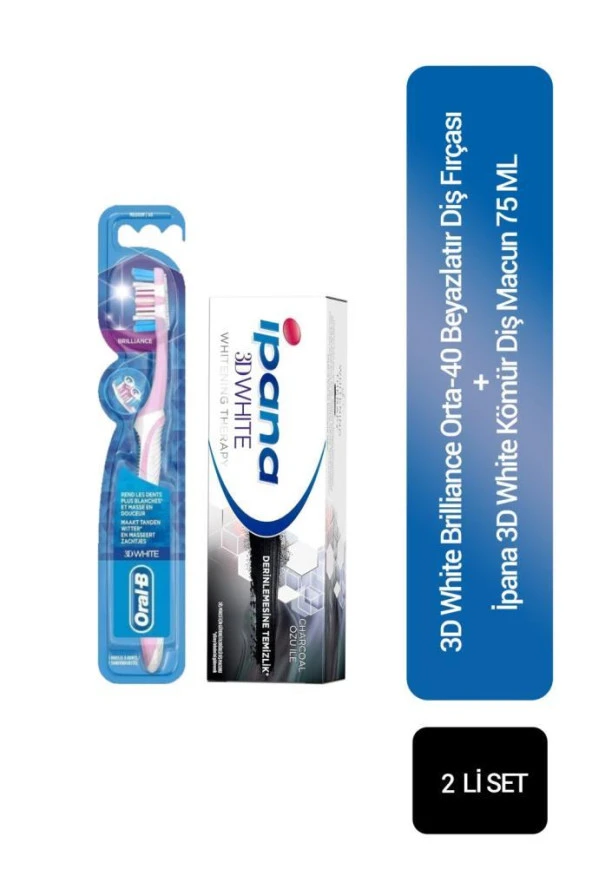 Oral-B 3D White Orta Diş Fırçası+ 3D White İpana Diş Macunu