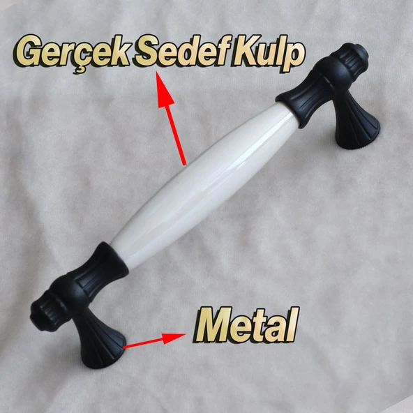Gerçek Sedef Kulpu Siyah160 Mm Mobilya Çekmece Dolap Mutfak Kulpları Kulbu Kulpları Dolabı Kulpu - Resim 2