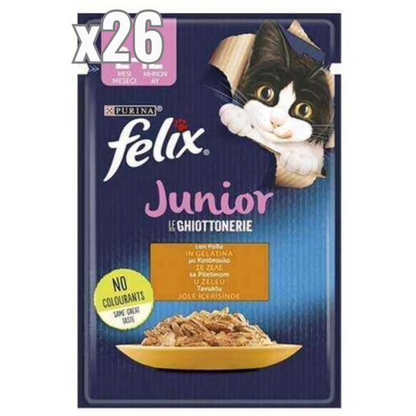 Felix Pouch Junior Tavuk Etli Yavru Yaş Kedi Maması 26x85g